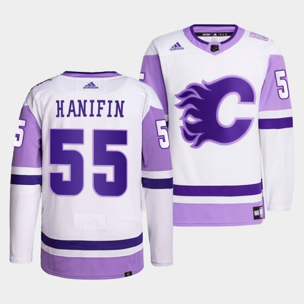 Calgary Flames Noah Hanifin HockeyFightsCancer Jersey White Calgary Flames Noah Hanifin HockeyFightsCancer Jersey White