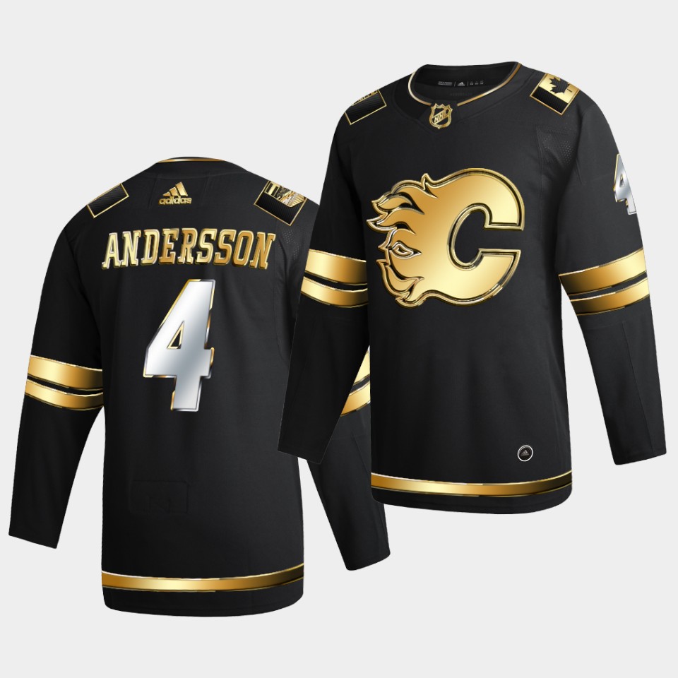Calgary Flames Rasmus Andersson Golden Edition Limited Black Jersey Calgary Flames Rasmus Andersson Golden Edition Limited Black Jersey