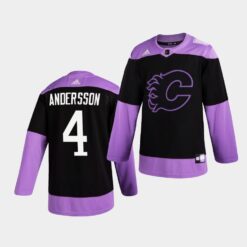 Calgary Flames Rasmus Andersson HockeyFightsCancer Purple Jersey