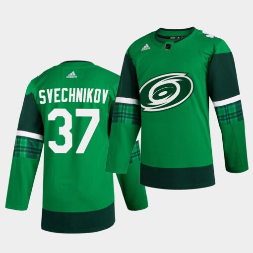 Carolina Hurricanes Andrei Svechnikov 2020 St. Patrick’s Day Player Green Jersey