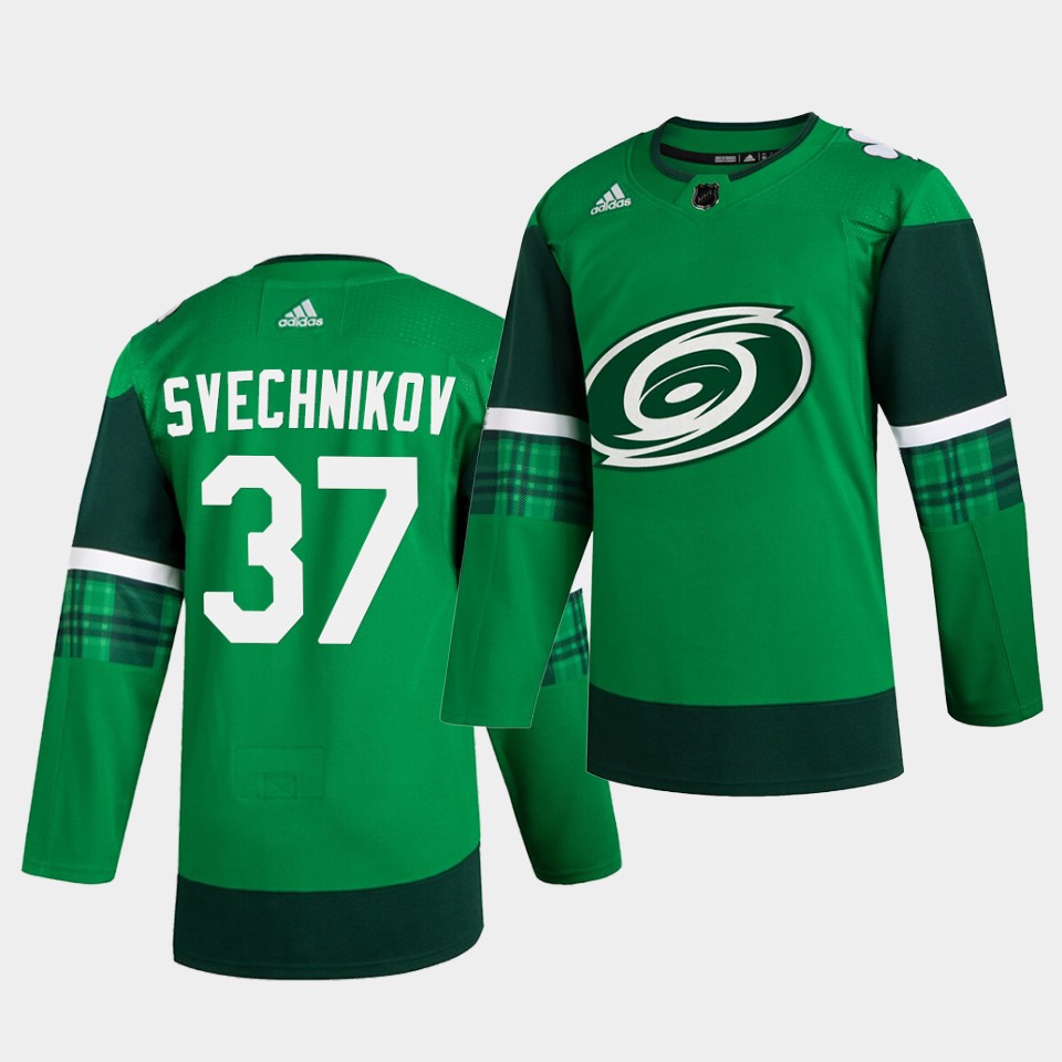 Carolina Hurricanes Andrei Svechnikov 2020 St. Patrick's Day Player Green Jersey Carolina Hurricanes Andrei Svechnikov 2020 St. Patrick's Day Player Green Jersey