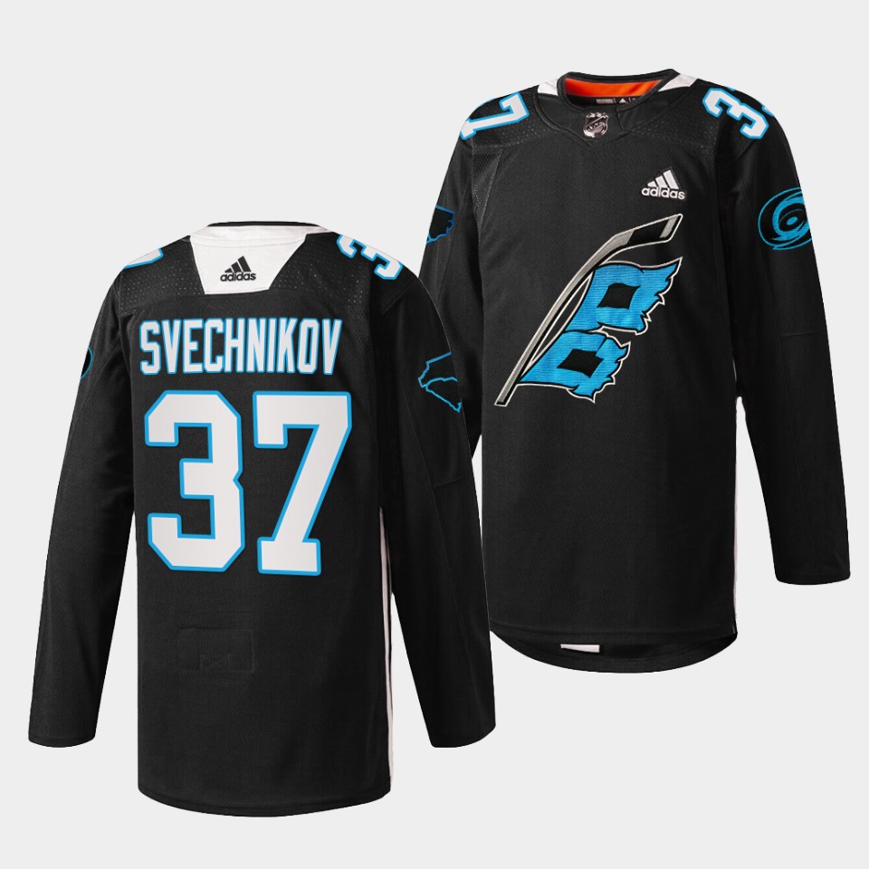 Carolina Hurricanes Andrei Svechnikov Panthers Night Black Jersey Carolina Hurricanes Andrei Svechnikov Panthers Night Black Jersey