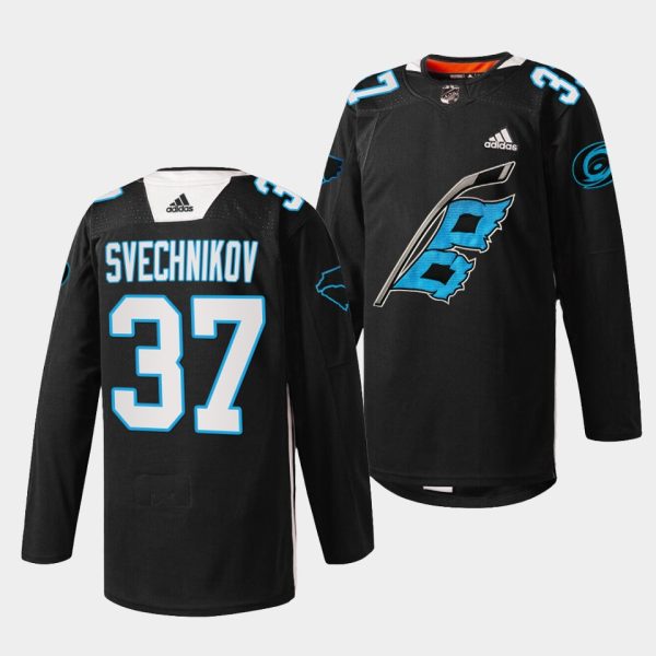 Carolina Hurricanes Andrei Svechnikov Panthers Night Black Jersey Carolina Hurricanes Andrei Svechnikov Panthers Night Black Jersey