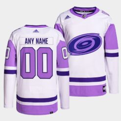 Carolina Hurricanes Custom HockeyFightsCancer White Purple Jersey