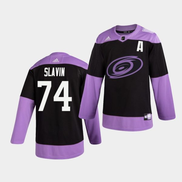 Carolina Hurricanes Jaccob Slavin Hockey Fights Cancer Practice Jersey Carolina Hurricanes Jaccob Slavin Hockey Fights Cancer Practice Jersey