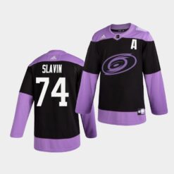 Carolina Hurricanes Jaccob Slavin Hockey Fights Cancer Practice Jersey