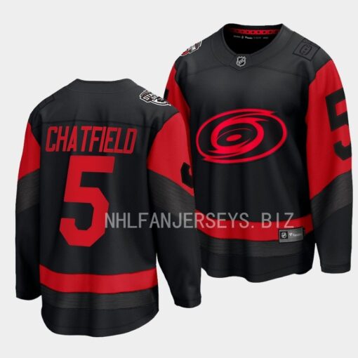 Carolina Hurricanes Jalen Chatfield 2023 Stadium Series Black Jersey