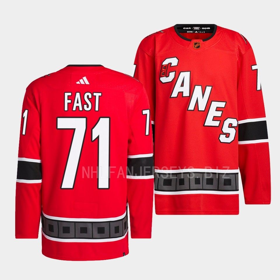 Carolina Hurricanes Jesper Fast Reverse Red Jersey Carolina Hurricanes Jesper Fast Reverse Red Jersey