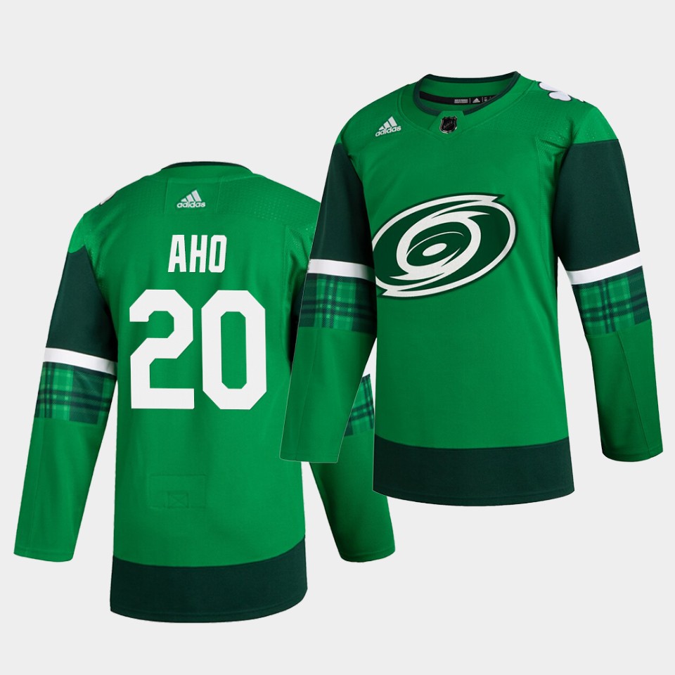 Carolina Hurricanes Sebastian Aho 2020 St. Patrick's Day Player Green Jersey Carolina Hurricanes Sebastian Aho 2020 St. Patrick's Day Player Green Jersey