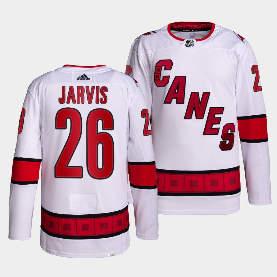 Carolina Hurricanes Seth Jarvis Away White Jersey Carolina Hurricanes Seth Jarvis Away White Jersey
