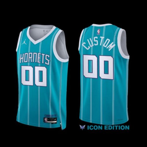 Charlotte Hornets Custom 2022-23 Icon Edition Jersey Teal