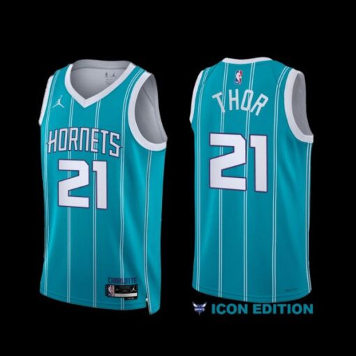 Charlotte Hornets JT Thor 2022-23 Icon Edition Jersey Teal