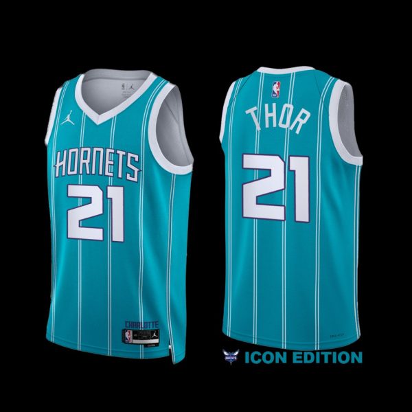 Charlotte Hornets JT Thor 2022-23 Icon Edition Jersey Teal Charlotte Hornets JT Thor 2022-23 Icon Edition Jersey Teal