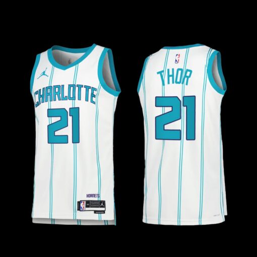 Charlotte Hornets JT Thor 2022-23 White Association Edition Jersey