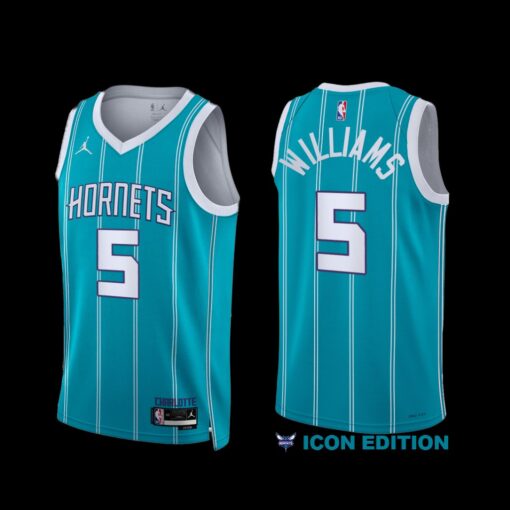 Charlotte Hornets Mark Williams 2022-23 Icon Edition Jersey Teal