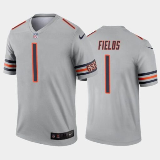 Chicago Bears Justin Fields Silver Inverted Limited Jersey