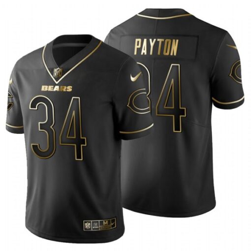 Chicago Bears Walter Payton Black Golden Limited Jersey