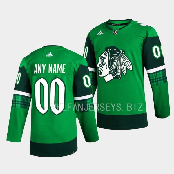 Chicago Blackhawks Custom 2023 St. Patricks Day Green Jersey Chicago Blackhawks Custom 2023 St. Patricks Day Green Jersey