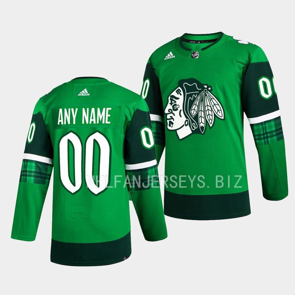 Chicago Blackhawks Custom 2023 St. Patricks Day Green Jersey Chicago Blackhawks Custom 2023 St. Patricks Day Green Jersey