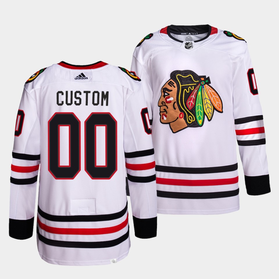 Chicago Blackhawks Custom Away White Jersey Chicago Blackhawks Custom Away White Jersey