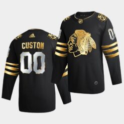 Chicago Blackhawks Custom Golden Edition Limited Black Jersey