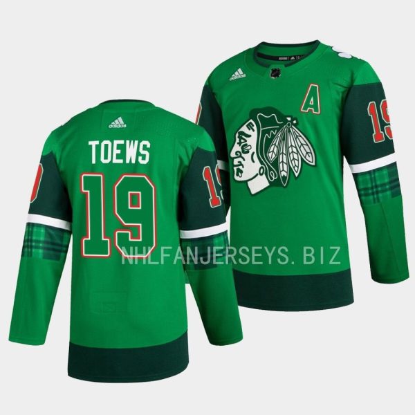 Chicago Blackhawks Jonathan Toews 2023 St. Patricks Day Green Jersey Chicago Blackhawks Jonathan Toews 2023 St. Patricks Day Green Jersey