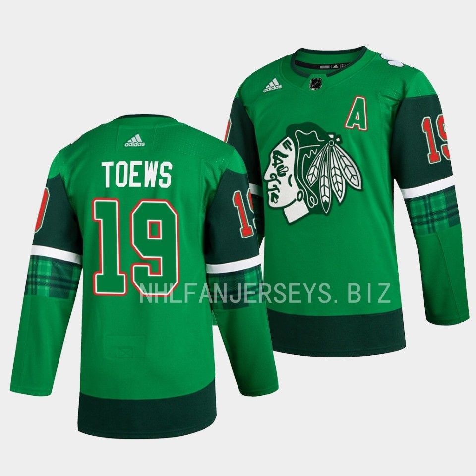 Chicago Blackhawks Jonathan Toews 2023 St. Patricks Day Green Jersey Chicago Blackhawks Jonathan Toews 2023 St. Patricks Day Green Jersey