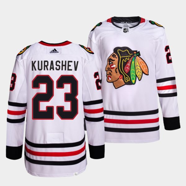 Chicago Blackhawks Philipp Kurashev Away White Jersey Chicago Blackhawks Philipp Kurashev Away White Jersey