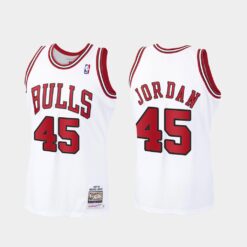 Chicago Bulls 45 Michael Jordan White Throwback Jersey