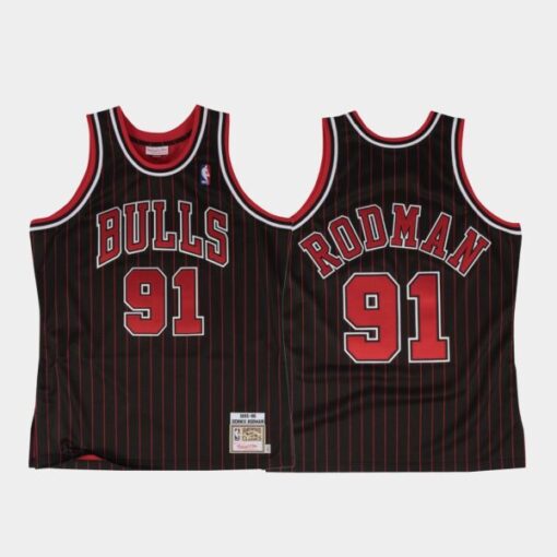Chicago Bulls Dennis Rodman Black 1995-96 Throwback Jersey