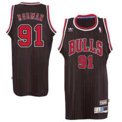 Chicago Bulls Dennis Rodman Black Stripes Throwback Jersey