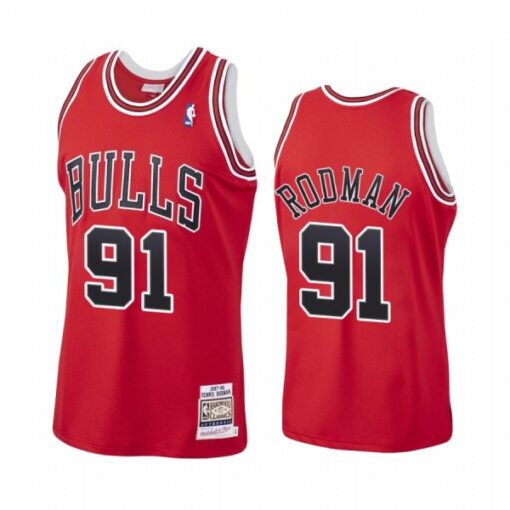 Chicago Bulls Dennis Rodman Red Throwback Jersey