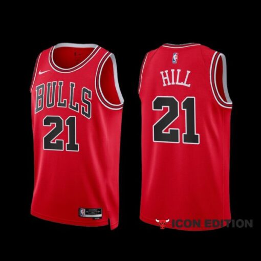 Chicago Bulls Malcolm Hill 2022-23 Icon Edition Jersey Red