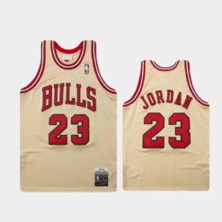 Chicago Bulls Michael Jordan Gold Cream 1995 1996 Throwback Jersey
