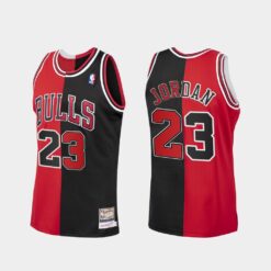 Chicago Bulls Michael Jordan Split Red Black Throwback Jersey