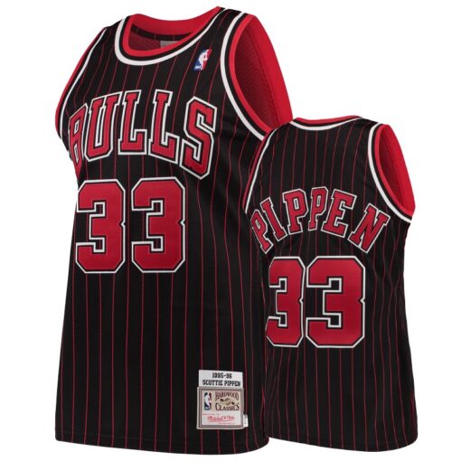Chicago Bulls Scottie Pippen Black 1995-96 Throwback Jersey