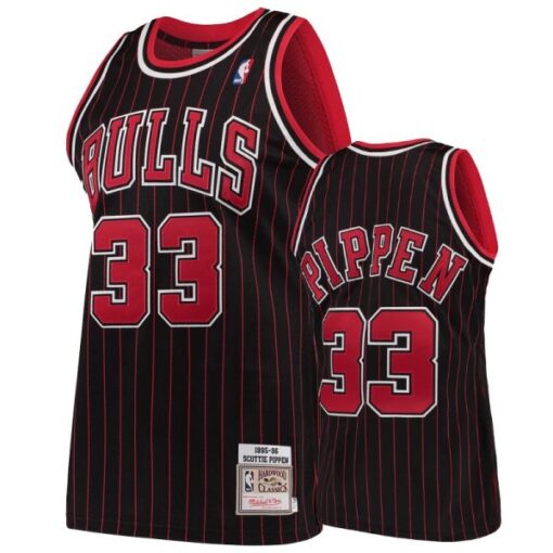 Chicago Bulls Scottie Pippen Black 1995-96 Throwback Jersey