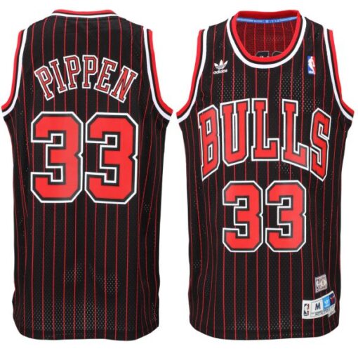 Chicago Bulls Scottie Pippen Black Stripes Throwback Jersey