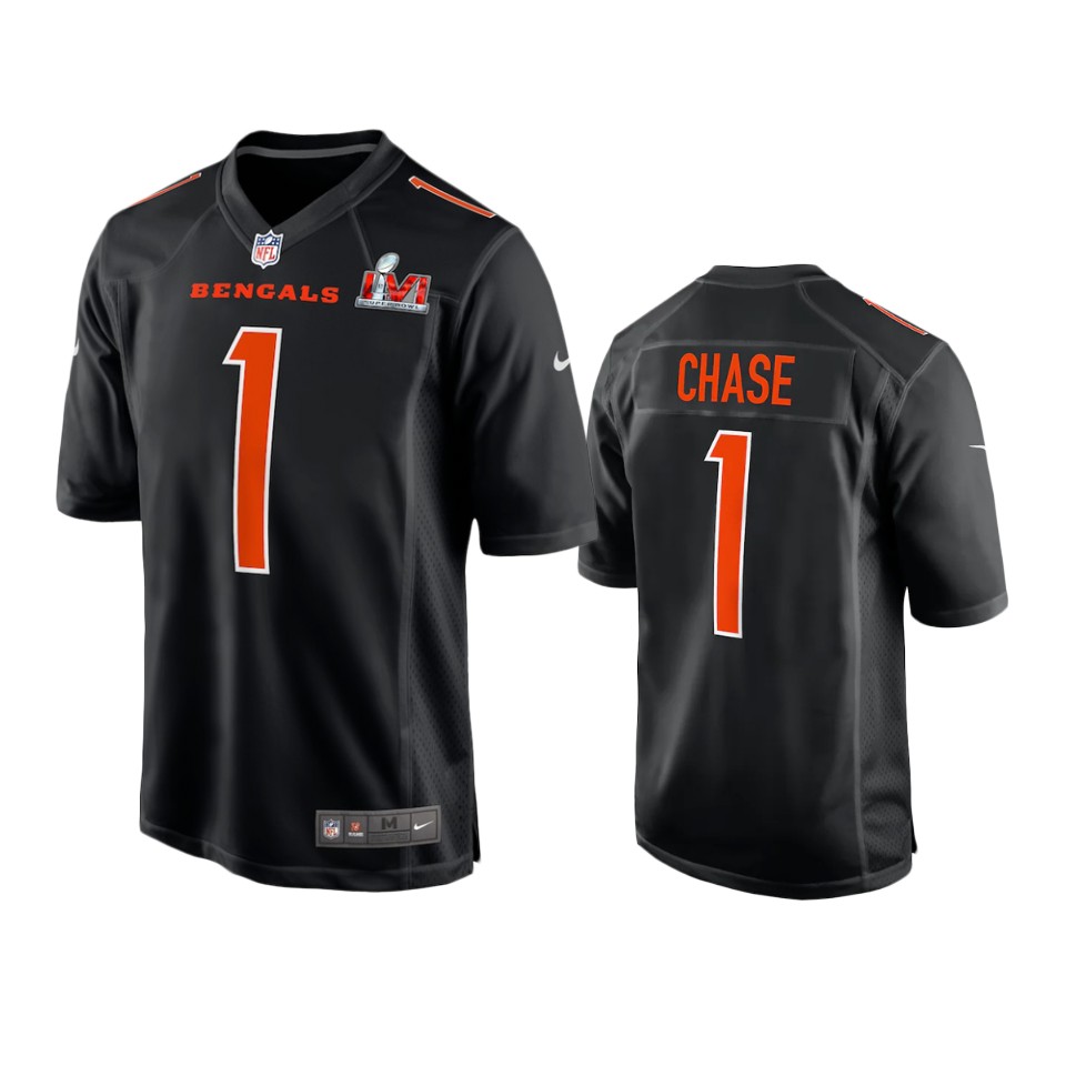 Cincinnati Bengals Ja'Marr Chase Super Bowl LVI Black Fashion Limited Jersey Cincinnati Bengals Ja'Marr Chase Super Bowl LVI Black Fashion Limited Jersey
