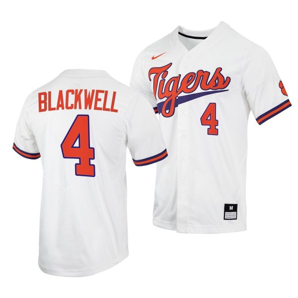 Clemson Tigers Benjamin Blackwell College Baseball Jersey White Clemson Tigers Benjamin Blackwell College Baseball Jersey White