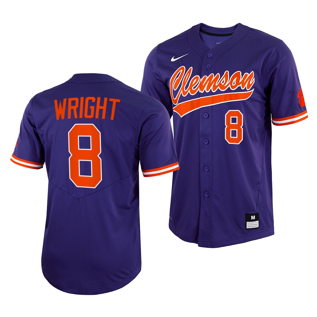 Clemson Tigers Blake Wright College Baseball Jersey Purple Clemson Tigers Blake Wright College Baseball Jersey Purple