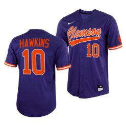 Clemson Tigers Bryar Hawkins College Baseball Jersey Purple