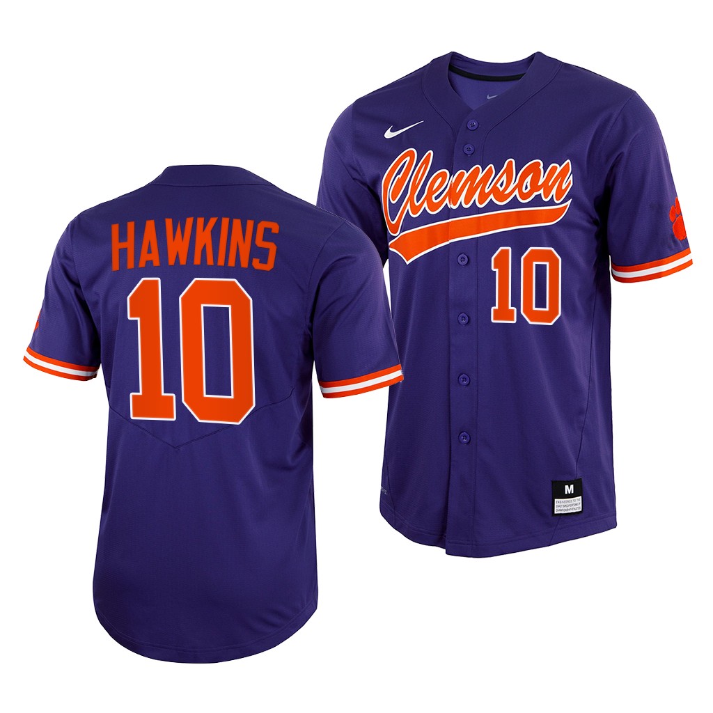 Clemson Tigers Bryar Hawkins College Baseball Jersey Purple Clemson Tigers Bryar Hawkins College Baseball Jersey Purple