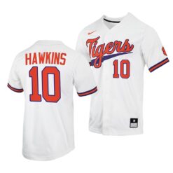 Clemson Tigers Bryar Hawkins College Baseball Jersey White