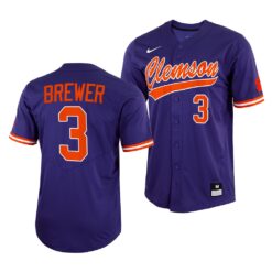 Clemson Tigers Dylan Brewer College Baseball Jersey Purple