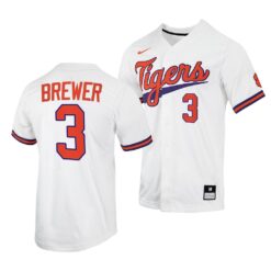 Clemson Tigers Dylan Brewer College Baseball Jersey White
