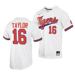Clemson Tigers Will Taylor College Baseball Jersey White