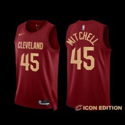 Cleveland Cavaliers Donovan Mitchell 2022-23 Icon Edition Jersey Wine
