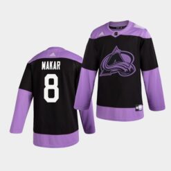 Colorado Avalanche Cale Makar Hockey Fights Cancer Practice Jersey