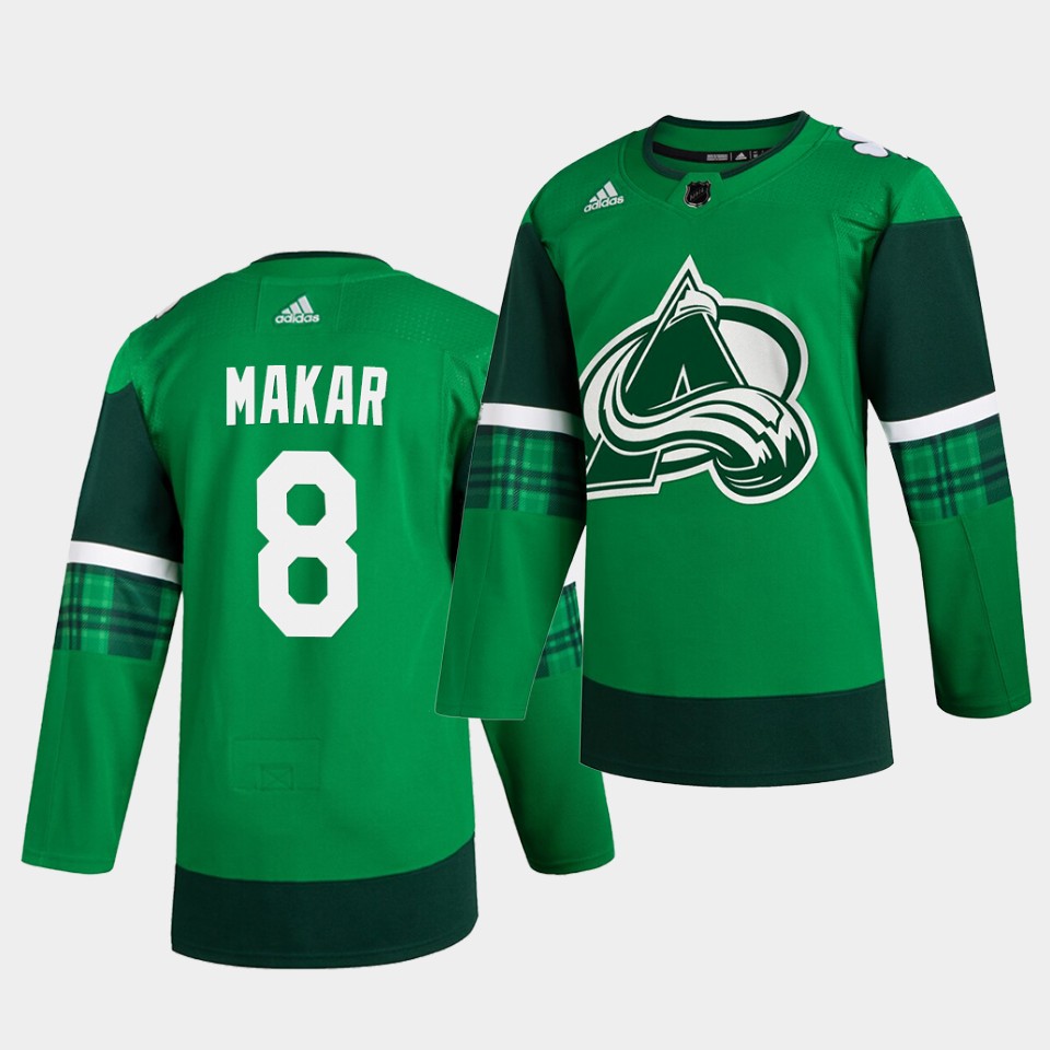 Colorado Avalanche Cale Makar St. Patrick's Day Player Green Jersey Colorado Avalanche Cale Makar St. Patrick's Day Player Green Jersey